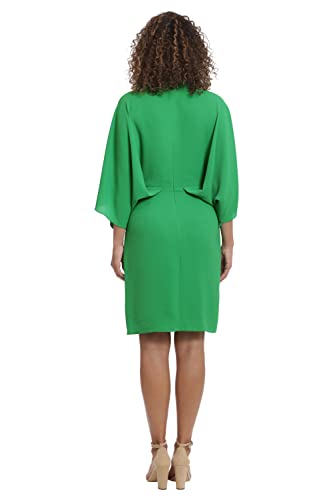 London Times Women's Plus Size Shawl Draped Dress Twist Detail Guest Of Event Wedding Mother Of The Bride Special Occasion, Bright Green #TOP2