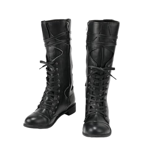 Men Riding Boots With Crocodile Pattern Motorcycle Boot Belt Buckle Mid Calf Gothic Knight Shoes3