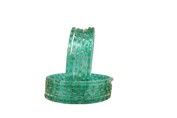 Raindrop Glass Bangles Set Beads Work | Traditional Chudi Bangle Set for Women & Girls | Wedding, Party & Gift Wear (packing 12 bangles)