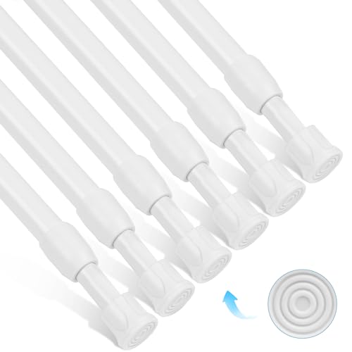 HOTUT Teleskopstange zum Klemmen, 6 Stück Klein Ausziehbar Klemmstange, Spannstange ohne Bohren, Teleskop Gardinenstange für Bücherregal Schlafräume DIY-Regal - Weiß,18-27CM