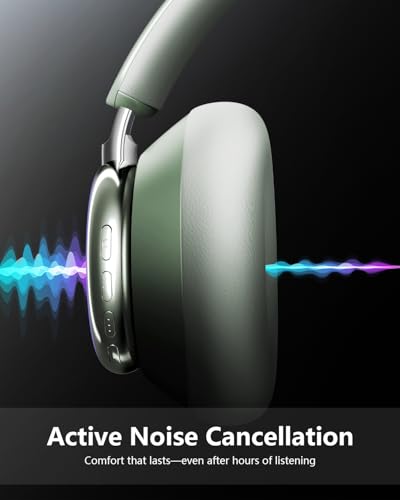 Image of Wentronic Y03 Bluetooth Headphones Wireless Active Noise Cancelling Over Ear Headphones 48 Hours Playtime High Sound Quality 6 EQ Music Mode Headphones with Soft Ear Cushion - Green