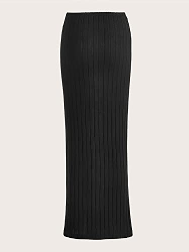 Milumia Women's High Waist Ribbed Knit Long Pencil Skirt Casual Bodycon Maxi Skirts2