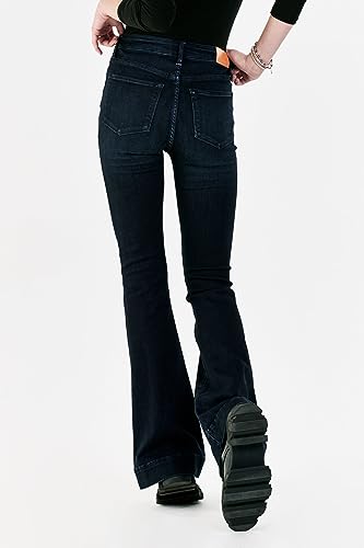 DEAR JOHN Laney Flare Women's Jeans Mid Rise Clean Hem3