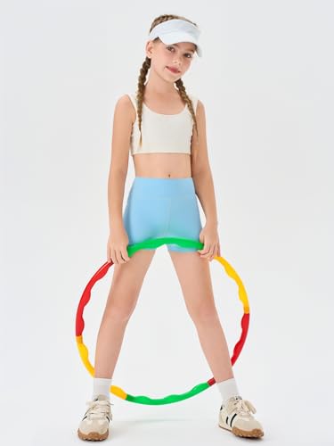 Image of Haloumoning Girls Athletic Shorts Kids High Waisted Yoga Dance Biker Shorts Comfy Gymnastics Shorts 5-14Y