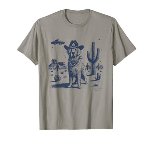 Golden Retriever Cowboy UFO, Golden Retriever Cowboy Hat T-Shirt