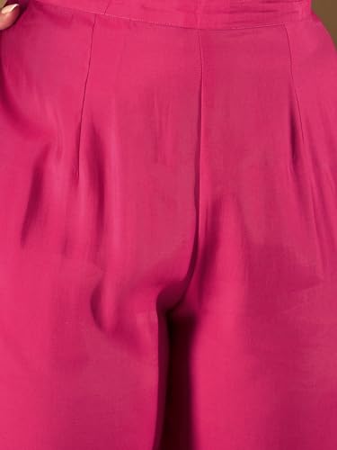 Image of INDO ERA Women's Silk Blend Embroidered Straight Kurta Pant with Dupatta (Iestr6307)