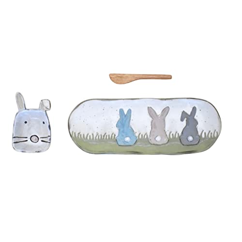 Mud Pie Easter Bunny Dip Cup and Tray Set, Multi, 13
