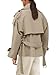 Tankaneo Womens Cropped Trench Coat Casual Double Breasted Short Jacket Fall Fashion Outerwear with Belt