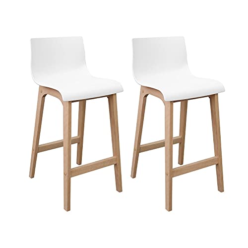 MOB-IN Lot de 2 tabourets de Bar scandinave Pieds en chêne 65 cm Tanna