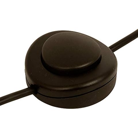 ElekTek Foot Press Switch in Line Push Button 65mm Diameter for 2 or 3 Core Flex Black Cover