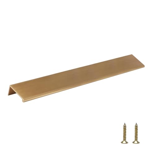 Image of Rergy 10 Pack 10 inch Cabinet Pulls Champagne Bronze Finger Pulls for Cabinets | Aluminum Alloy Champagne Gold Edge Pulls Modern Cabinet Handles for Kitchen, Cupboard, Drawers, Dressers, Screws Included