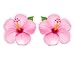 Pink Hibiscus Set of 2 Hawaiian Tropical Theme - 2" Each Vinyl Stickers - For Car Laptop I-Pad Phone Helmet Hard Hat - Waterproof Decal