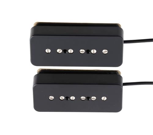 Bridge Soapbar Cover，Alnico 5 Stacked P90 Humbucker Pickups Neck amp (Black)