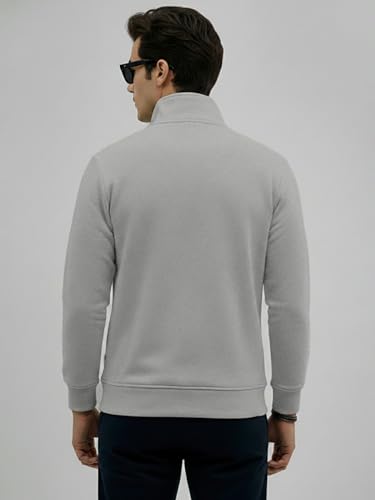 Image of LEOTUDE Men High Neck Zipper Full Sleeve Cotton Knitted Winter Sweater for Man (Color Black)