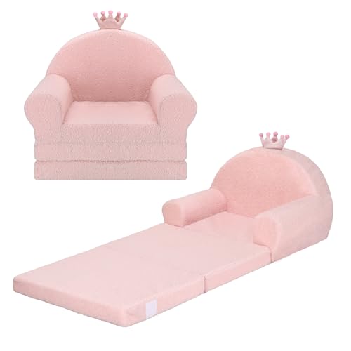 MONKISS Toddler Chair Comfy Kids Couch Bed Fold Out Ages 1-4