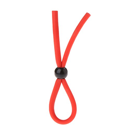 Maeic Adjustable Red Bead Loop Silicone Ring for Men