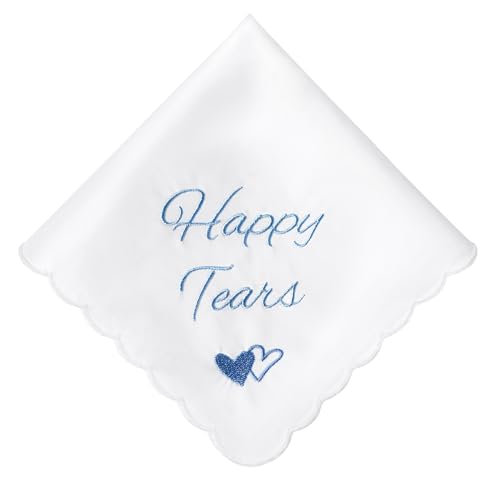 Mother of the Bride Handkerchiefs Happy Tear Wedding Handkerchiefs Something Blue Gifts On Wedding Day Keepsake Hankies