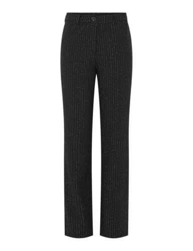 Pantaloni PCPARKER HW, Black/Detail:Silver Lurex...