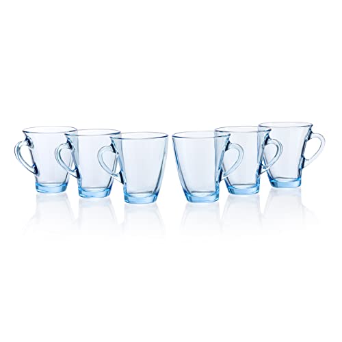 Image of Pasabahce Penguen Mug from House of Pasabahce The Original Pasabahce from Turkey, Blue Transparent Penguen Mugs, 170 ml in Set of 6 Pcs, Perfect fit for Tea /Coffee.