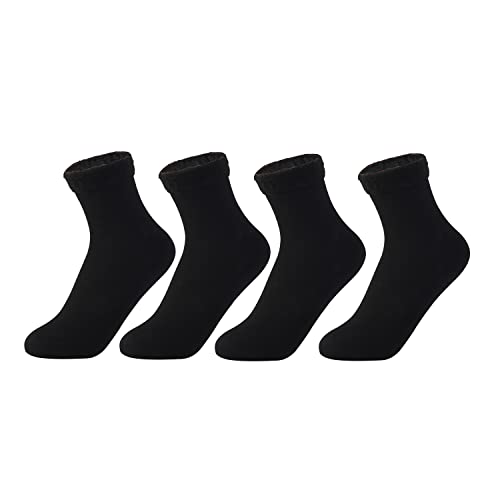 LAKEMON Chaussettes Thermiques d'hiver en Velours pour Femmes, Chaussettes de Neige épaississantes et en Velours, Chaussettes Nues Chaudes de Couleur Unie, Chaussettes pour Dames (Black) Cover