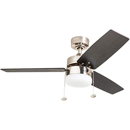 Prominence Home Reston, 42 Inch Modern Farmhouse LED Ceiling Fan with Light, Pull Chain, Dual Mounting Options, Dual Finish Blades, Reversible Motor - 51014-01 (Brushed Nickel) - Image 7