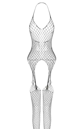 ADSEXY Sexy Lingerie For Women Sheer High Elasticity Bodystocking Bodysuit For Women One Size Fit 80-150 LB Black Mesh Bodysuit A