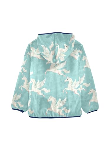 Cute Horse with Wings Girls Fleece Jacket Girls Fall Jacket Boys Coats Zip Up Hoodie Children Sherpa Warm Outerwear 2-10T2