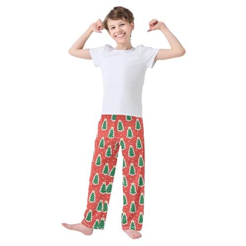 ZZXXB Christmas Trees Boys Long Pants Soft Trousers Elastic Waist Kids Lounge Bottoms with Pockets S-XL2