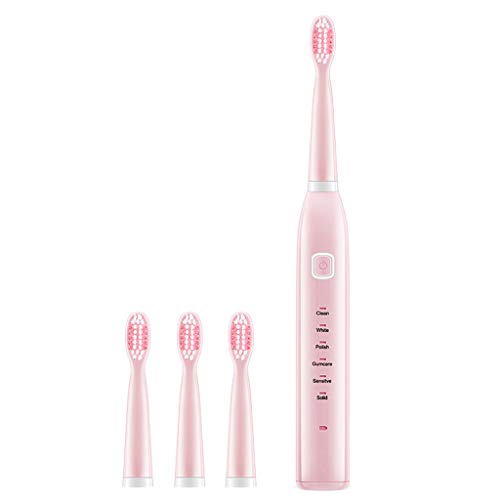 Jonerytime Electric Toothbrush, USB Waterproof Rechargeable Toothbrush for Adults, 6 Modes (Pink)