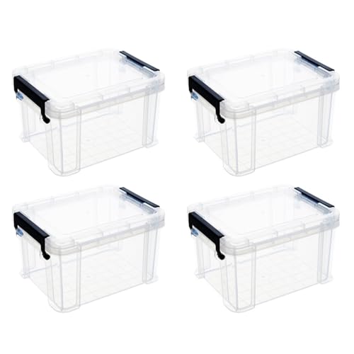 Image of Totority Mini Storage Boxes Set of 4 Clear Plastic Storage Containers 3.26X2.55X1.96 Inch Compact Organizer for Toy Craft Supplies and Home Sundries