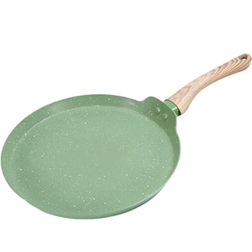 Lamanttフライパン 平底 中華鍋 オーブンオムレツ ノンスティック 木製ハンドル キッチン用品 多機能 耐摩耗性 お手入れ簡単 炒め物、パンケーキ、朝食 家庭用 ガスコンロ/IHクッキングヒーター対応 (緑,小さい)