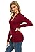 Afibi Womens Slim Fitted Deep V Neck Cross Wrap Top Long Sleeve T-Shirts (Large, Burgundy)