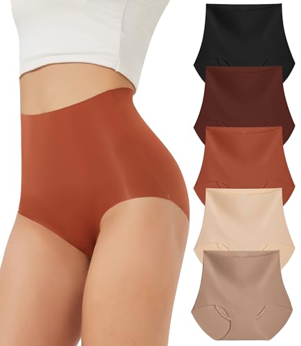 Bobelle Wear Mutande da Donna, Slip Senza Cuciture da Donna a Vita Alta, Biancheria Intima Senza Cuciture, Mutandine comode 5 Confezioni (S-XL) (IT, Testo, M, Regular, Regular, Multicolor02)