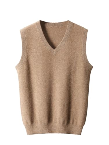 Men's Merino Wool Sweater Vest V-Neck Sleeveless Pullover Sweater Basic Business Knit Waistcoat Tops