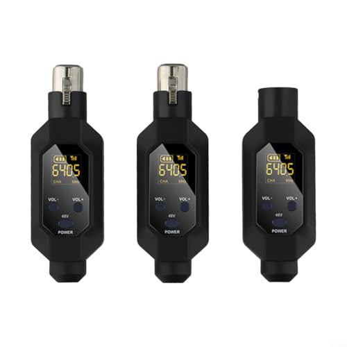 HEBEOT Convertidor de micrófono inalámbrico XLR transmisor y sistema receptor, audio de 24 bits y 48 KHz, frecuencia de 600-690 MHz, retardo de menos de 15 ms, rango de 80 m, para micrófono dinámico