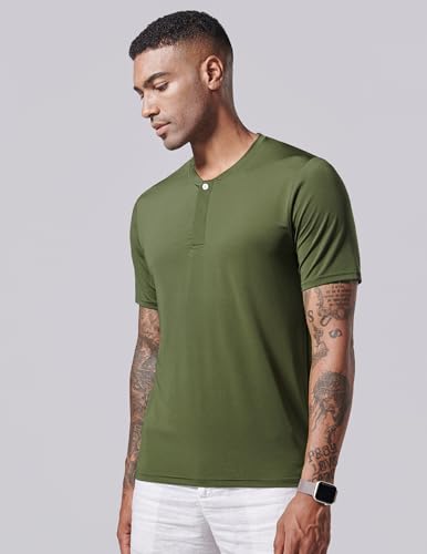 3 Pack: Mens Polo Shirts, Business Casual Golf Henley Work Shirts for Men, Collarless Short Sleeve Stylish Athletic Tshirts4