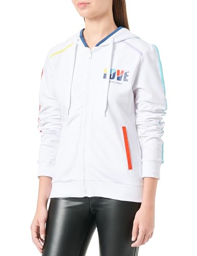 Catálogo de I Love Moschino Top 5. 40 Love Moschino Sudadera con capucha para mujer, blanco óptico, 32