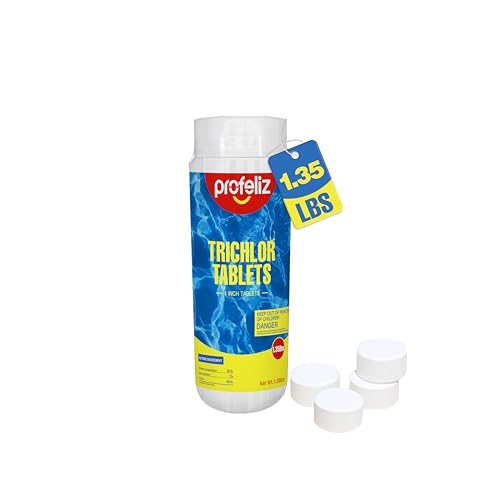 PROFELIZ Stabilized Chlorine Tablets 1 Inch for Swimming Pools,Hot Tub & Spa,Kills Bacteria and Stops Algae,Slow Dissolving,Perfect for Small Pools,1.35 lb
