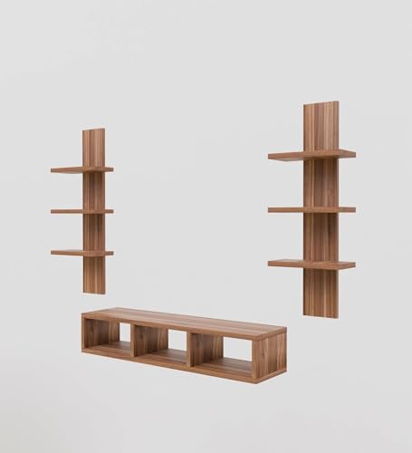 Image of Spyder Craft Tokyo Engineering Wood Wall Mount TV Entertainment Unit Set Top Box Stand /TV Cabinet with Shelves for Books & Decor Display Unit Bed Living Room