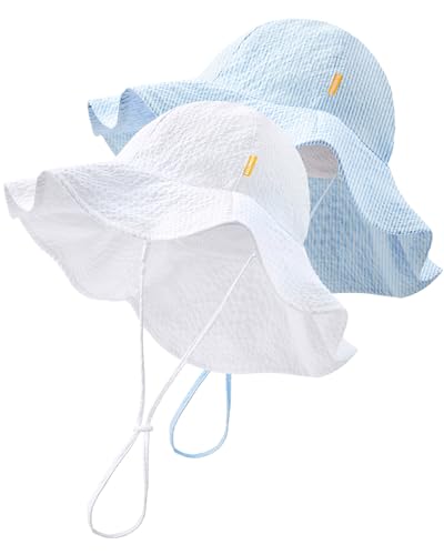 HONGTEYA Baby Sun Hat Sun Protection Stripe Wide Brim Toddler Beach Hat - image 1