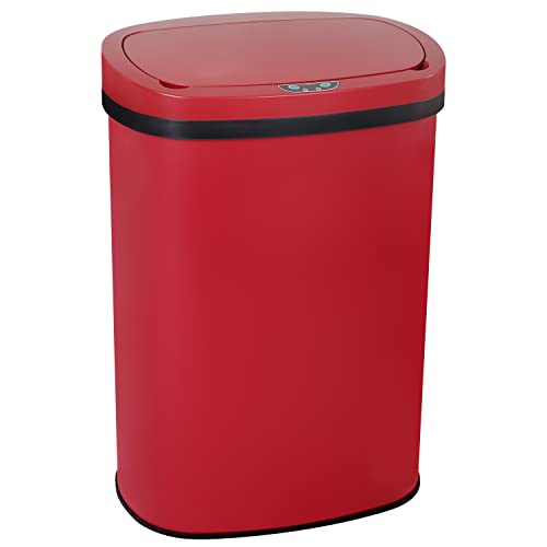 Caneca de basura automática 13 galones acero inoxidable roja