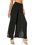 GRACE KARIN See-Through High Cut Pants Elastic Waist Chiffon Cover-up Pants Black 2XL