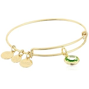 Alex-and-Ani-August-Peridot-Bangle Alex and Ani Birthstones Expandable Bangle for Women, Peridot Crystal Charm for August, Shiny Gold Finish, 2 to 3.5 in