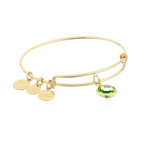 Alex-and-Ani-August-Peridot-Bangle Alex and Ani Birthstones Expandable Bangle for Women, Peridot Crystal Charm for August, Shiny Gold Finish, 2 to 3.5 in