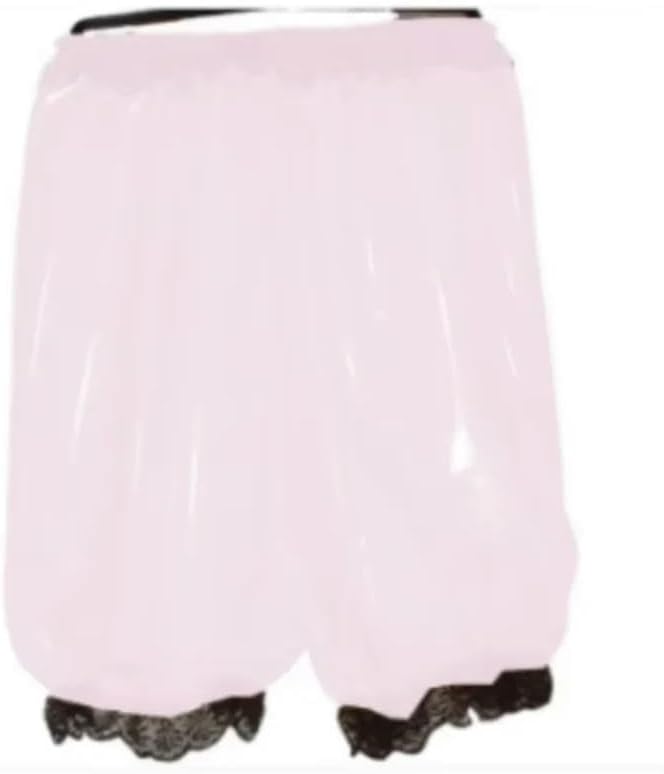 French PVC Leather High Waist Maid Shorts Black Lace Elastic Customizable Cosplay Party Halloween