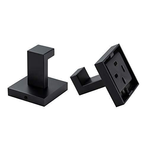 Ygivo Bathroom Hooks, Towel Robe/Coat Clothes Hook Matte Black Sus304 Stainless Steel Square Hanger Wall Hooks Heavy Duty For Bath Kitchen Bedroom Garage Hotel Wall Mounted 2 Pack #TOP3