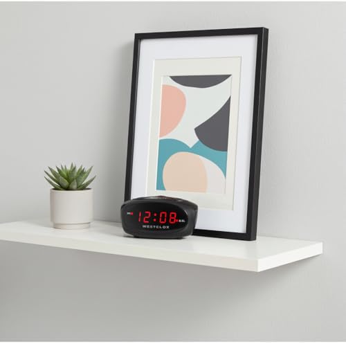 Image of Westclox Super-Loud LED Electric Alarm Clock with 0.6 inch Digital Display, Adjustable Alarm Volume, 9-Minute Snooze & Battery Backup - Standard Digital Clock for Bedroom, Home or Office (Black)