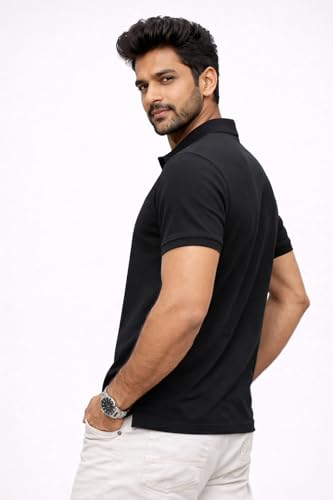Image of Premium Pique Cotton Pocket Polo T-Shirt for Men | 210-220 GSM | Regular Fit | 2-Button Placket | Soft Breathable Fabric | XS-3XL