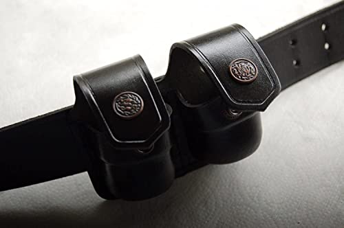 Koltster Double Speedloader Carrier/Case/Pouch For 357 Magnum 6 & 7 Shots, 44 Magnum 5 Shot, S&W .38 Special 6 Shot Genuine Black Leather Handmade! (Alis038) #TOP4