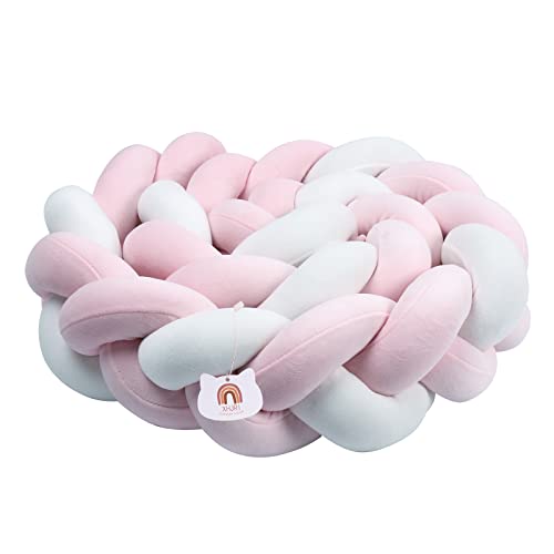 Image of XHJRI Soft Cushion Knot Pillow, Suitable for Home Decor and Furniture Decoration, Bed Gap Filling Cushion Plush for Boys Girls Gift Decoration (Pink Pink White, 157 Inch, 1 Count (Pack of 1))